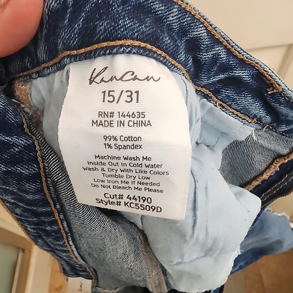 Kancan Dark Wash Distressed Jean Shorts Size 15/31 - Picture 2 of 5